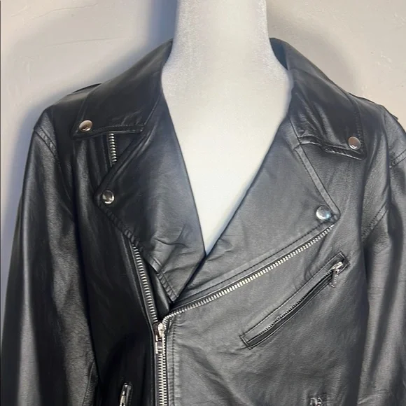Obey Propaganda Black Leather Biker Jacket Medium